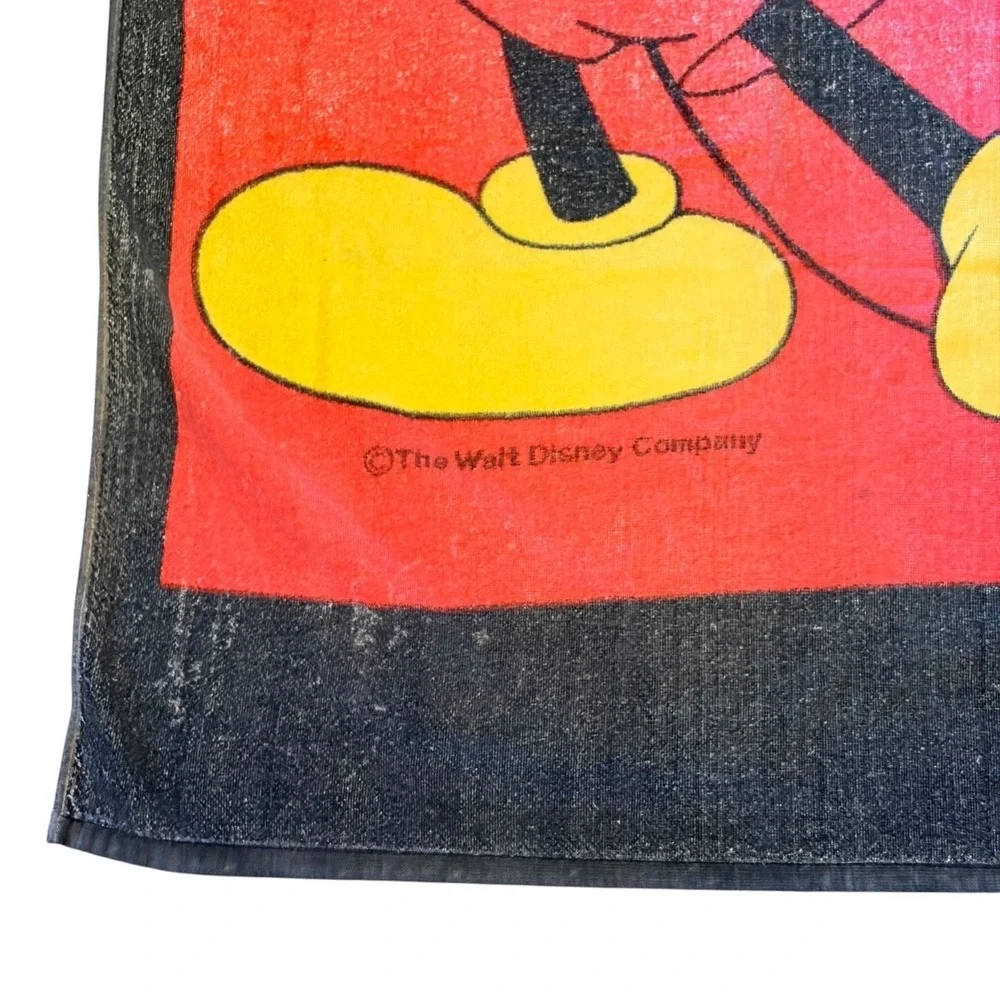 VTG Disney Florida Mickey Mouse 1980s‎ Red Black Cotton Beach Towel